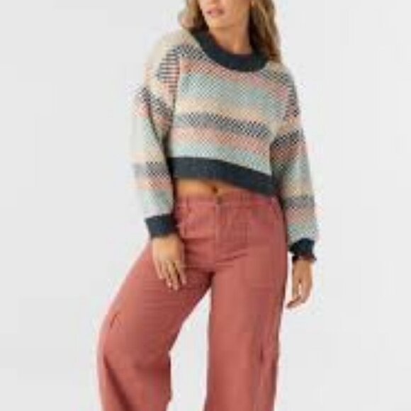 O'NEIL BILLIE CROPPED STRIPE SWEATER NWT - Picture 5 of 9